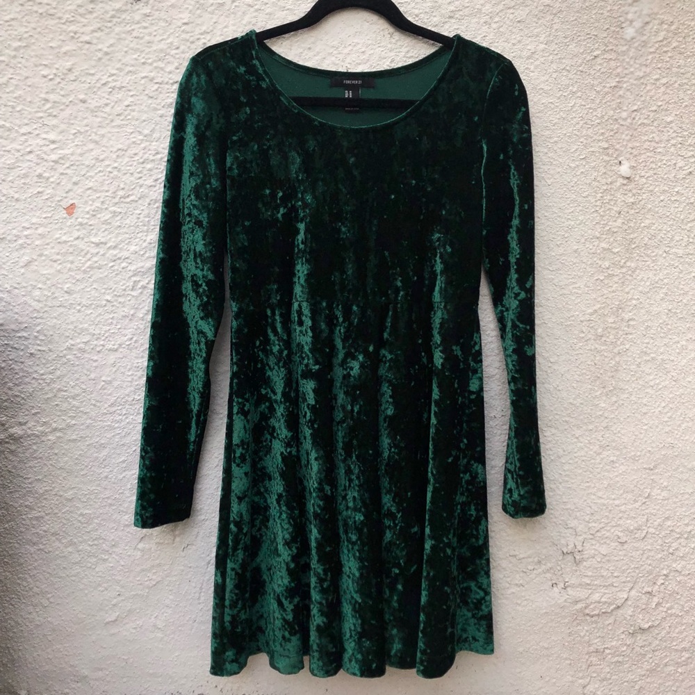 Green Velvet - Forever 21 - Skater Dress